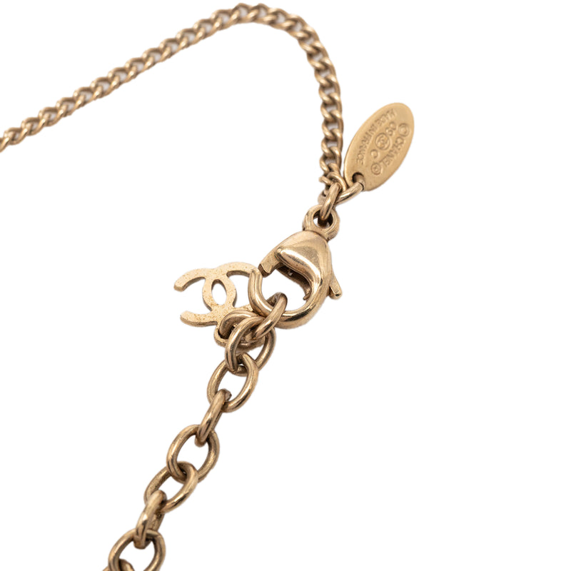 CC Gold Plated Resin Strass Dome Pendant Necklace - Image 4