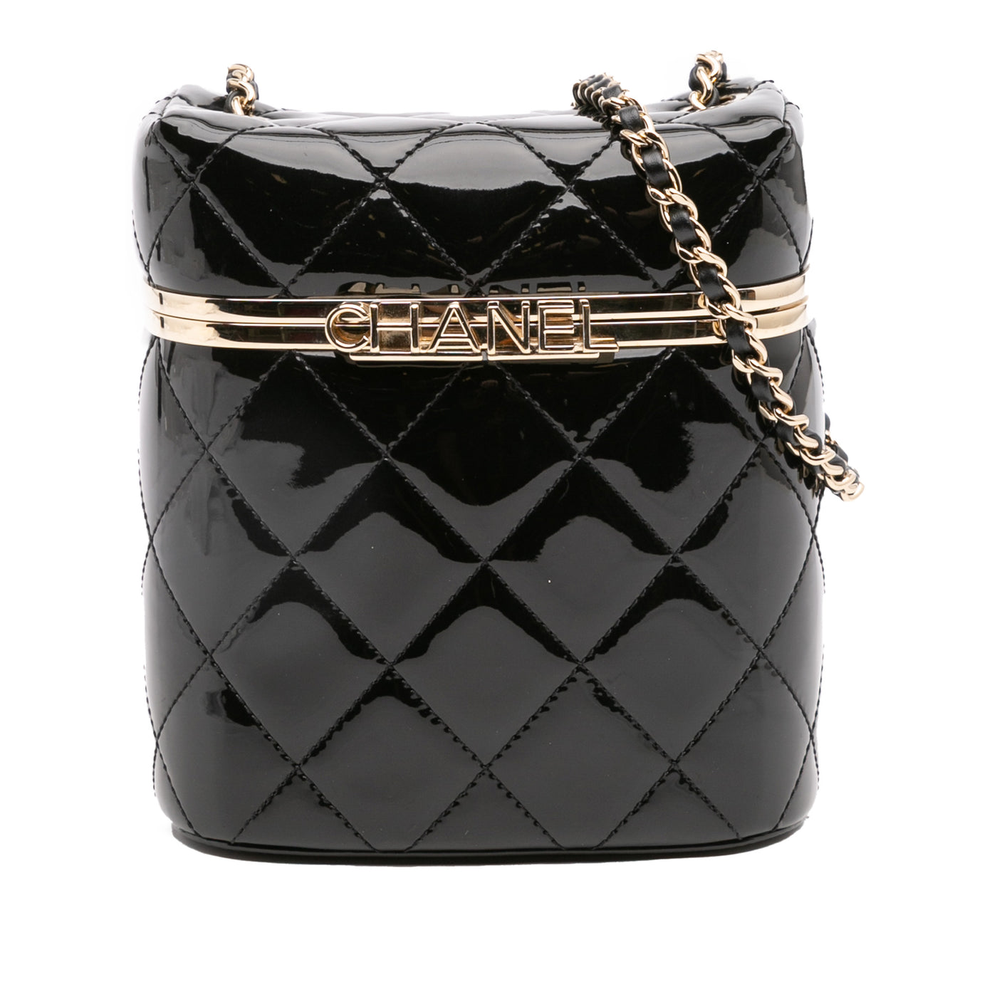 Quilted Patent Logo Chain Vanity Case - Image 1