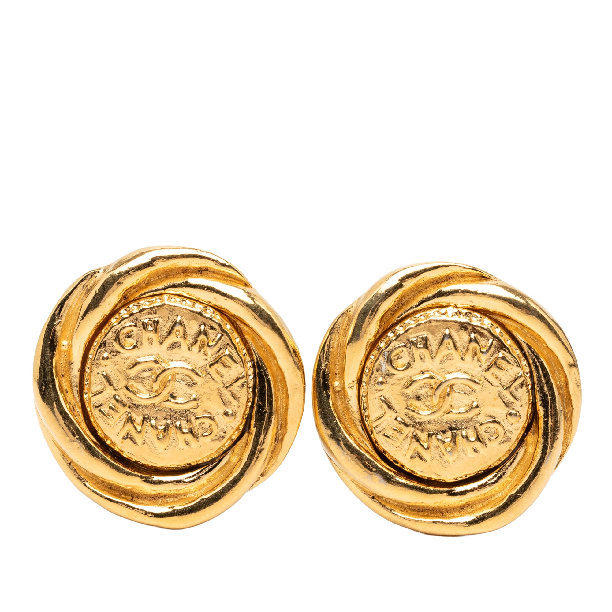 CC Gold Plated Round Clip On Earrings - Image 1