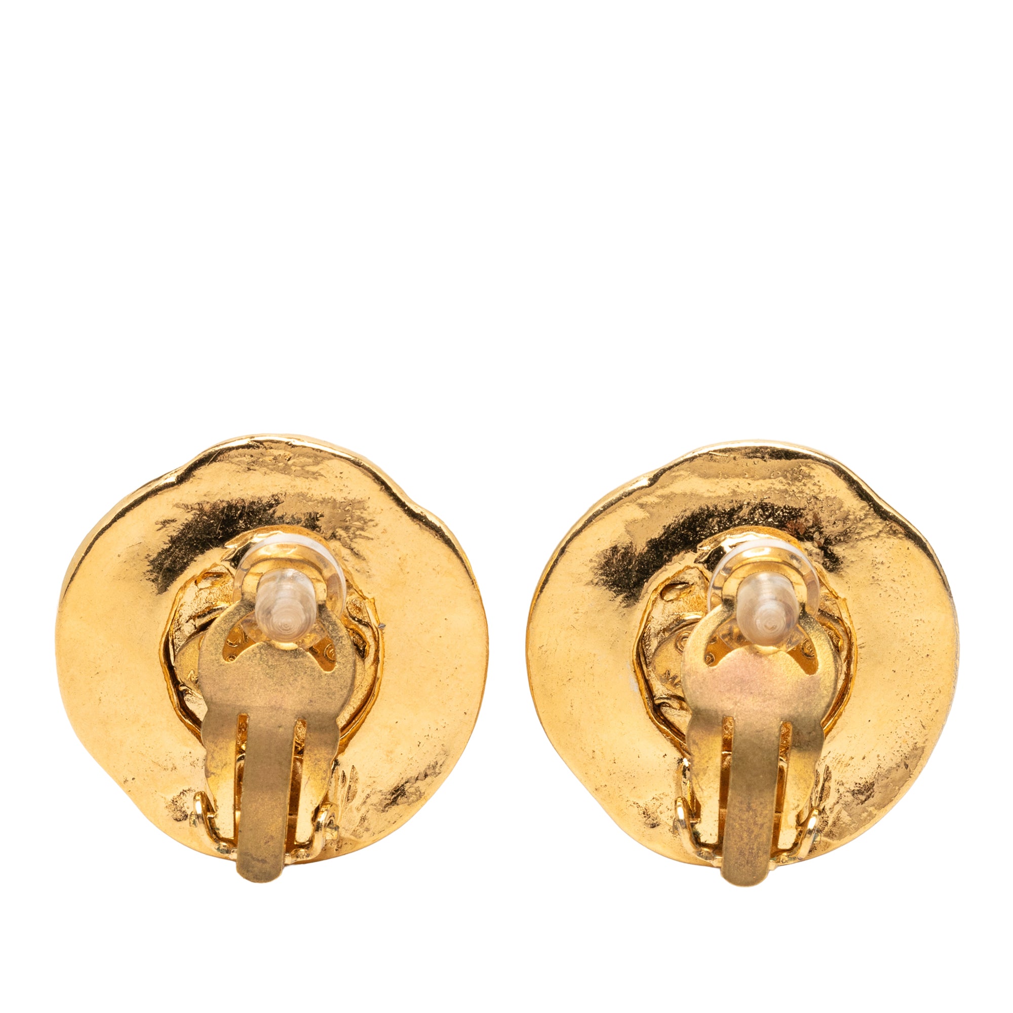 CC Gold Plated Round Clip On Earrings - Image 2