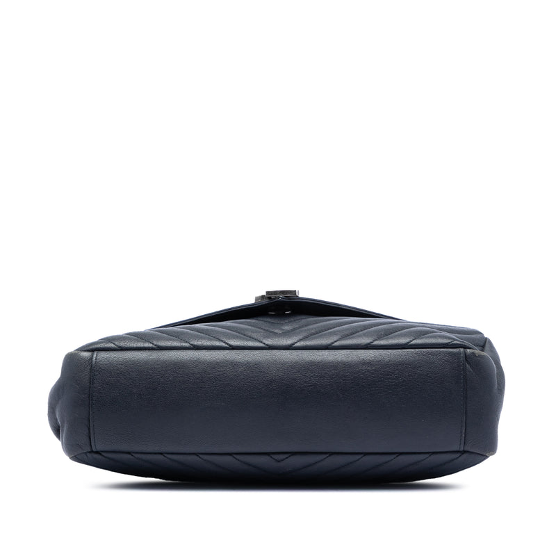 Large Chevron Sheepskin Monogram College Satchel - Image 3