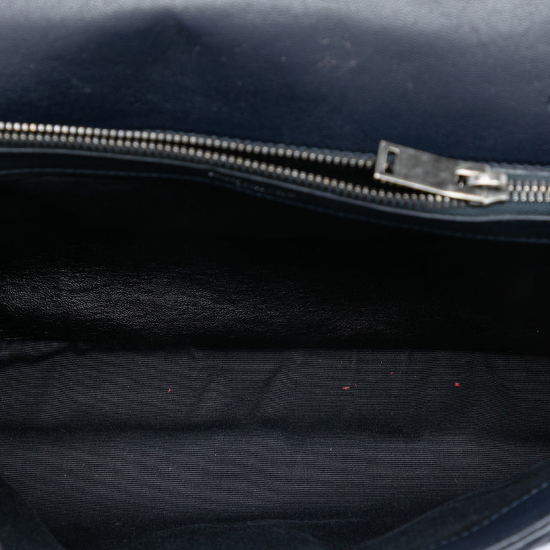 Large Chevron Sheepskin Monogram College Satchel - Image 4