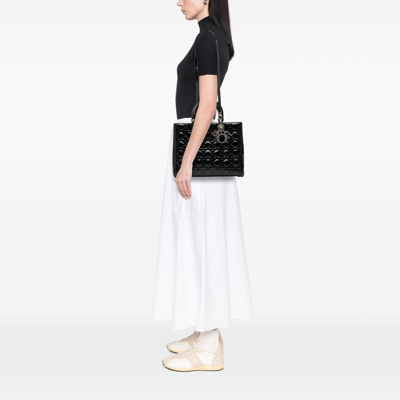 Large Patent Cannage Lady Dior - Image 7