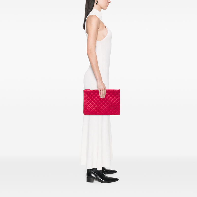 Large Quilted Lambskin O Case Clutch - Image 7