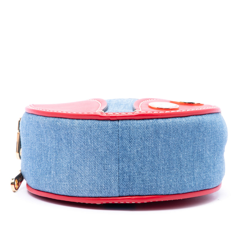 Mini Denim and Calfskin Daria Round Satchel - Image 3