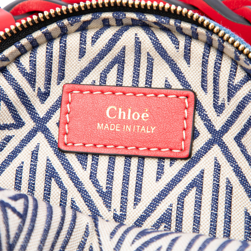Mini Denim and Calfskin Daria Round Satchel - Image 5