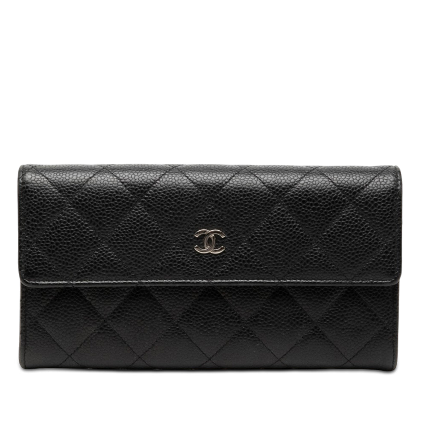 CC Quilted Caviar Flap Long Wallet - Image 1