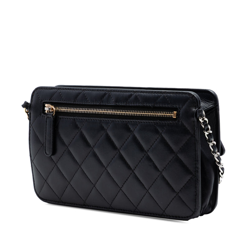 Quilted Lambskin Front Pocket Clutch With Chain - Image 2