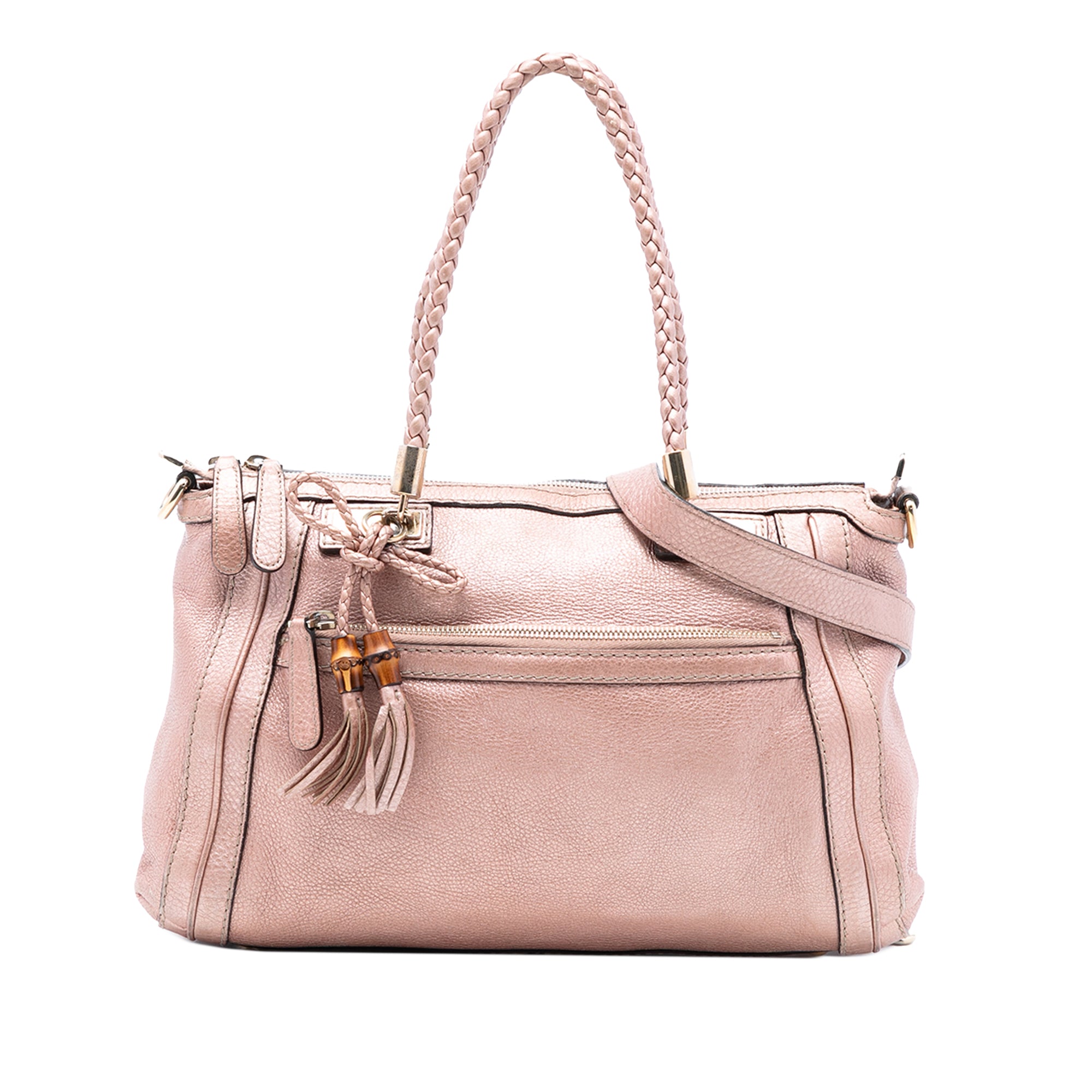 Metallic Pebbled Calfskin Bella Satchel - Image 1