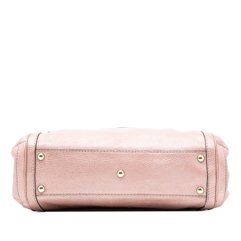 Metallic Pebbled Calfskin Bella Satchel - Image 3