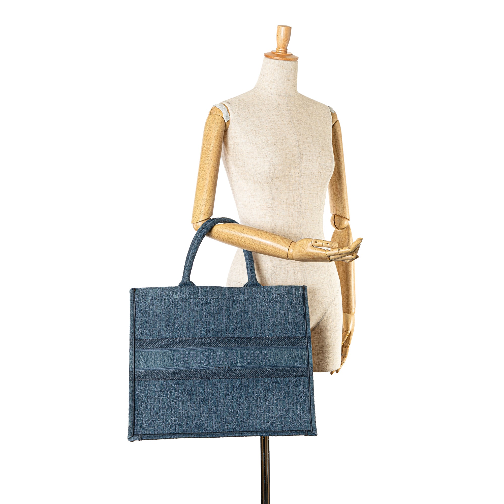 Large Oblique Denim Book Tote - Image 7