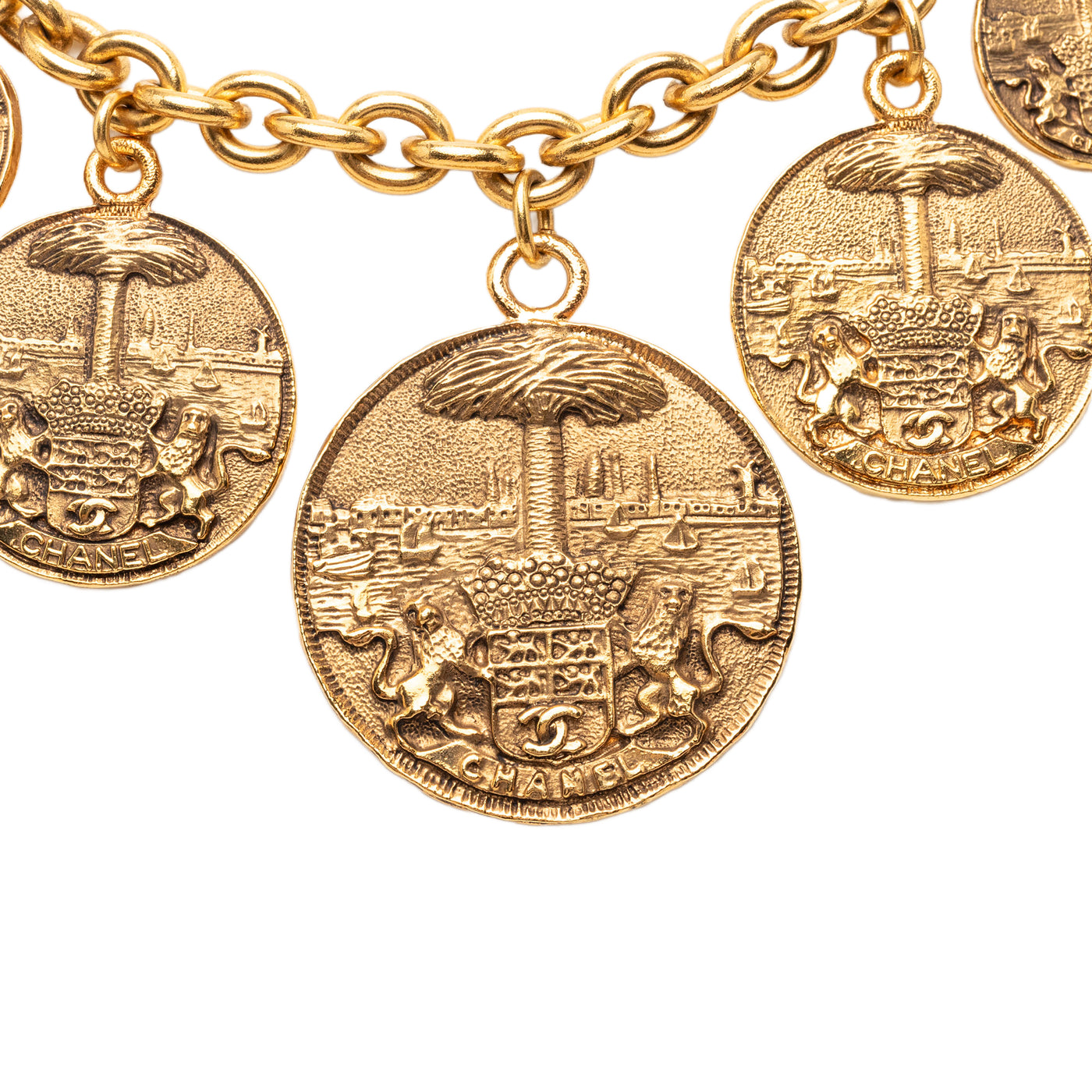 CC Gold Plated Medallion Collar Necklace - Image 1