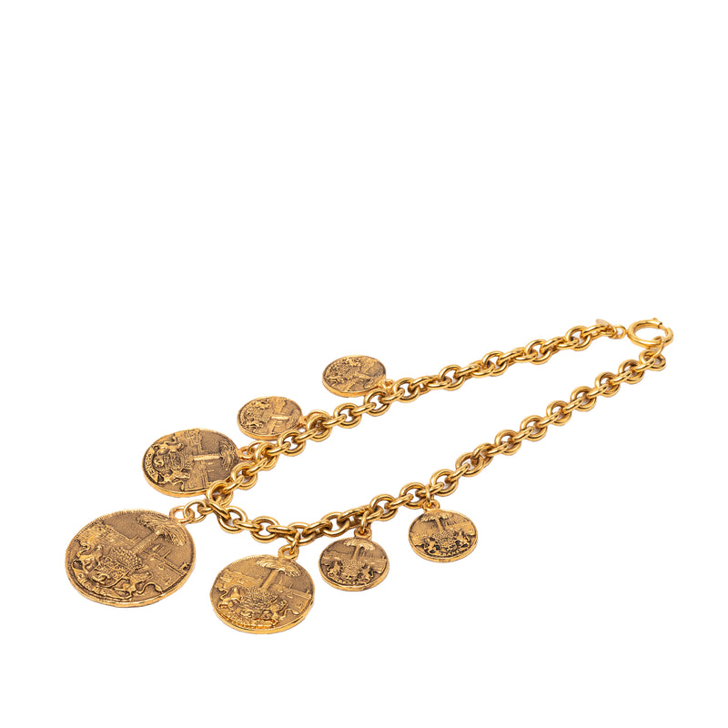CC Gold Plated Medallion Collar Necklace - Image 5