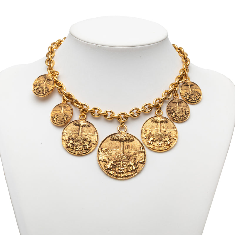 CC Gold Plated Medallion Collar Necklace - Image 6