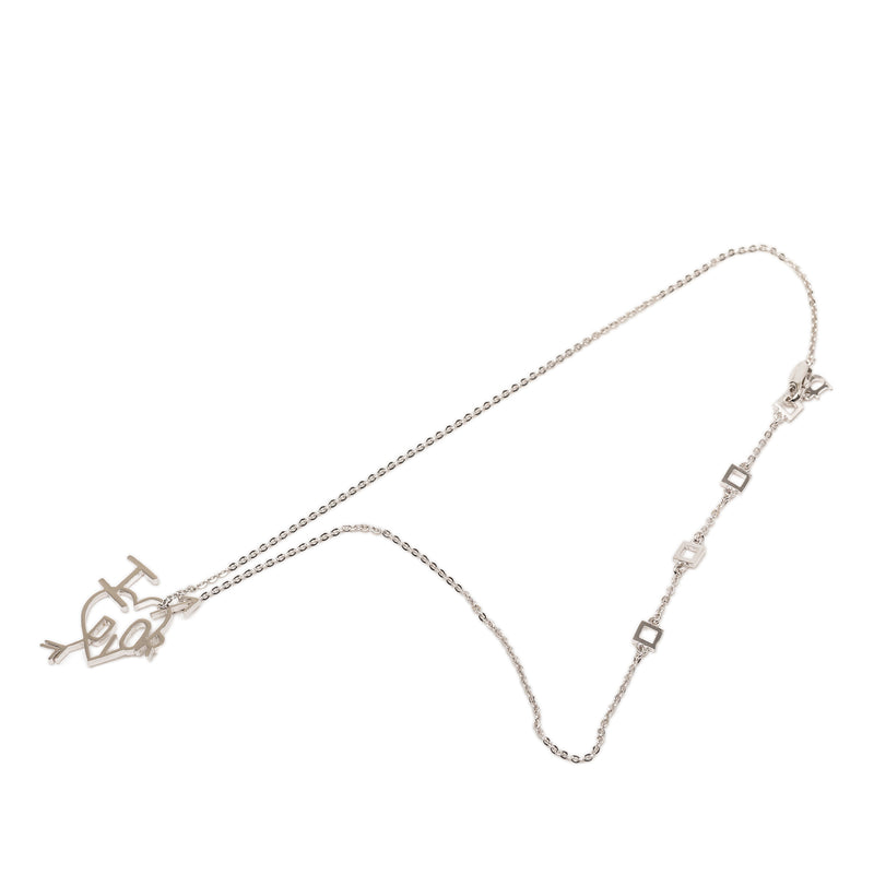 Brass I Love Dior Heart Arrow Pendant Necklace