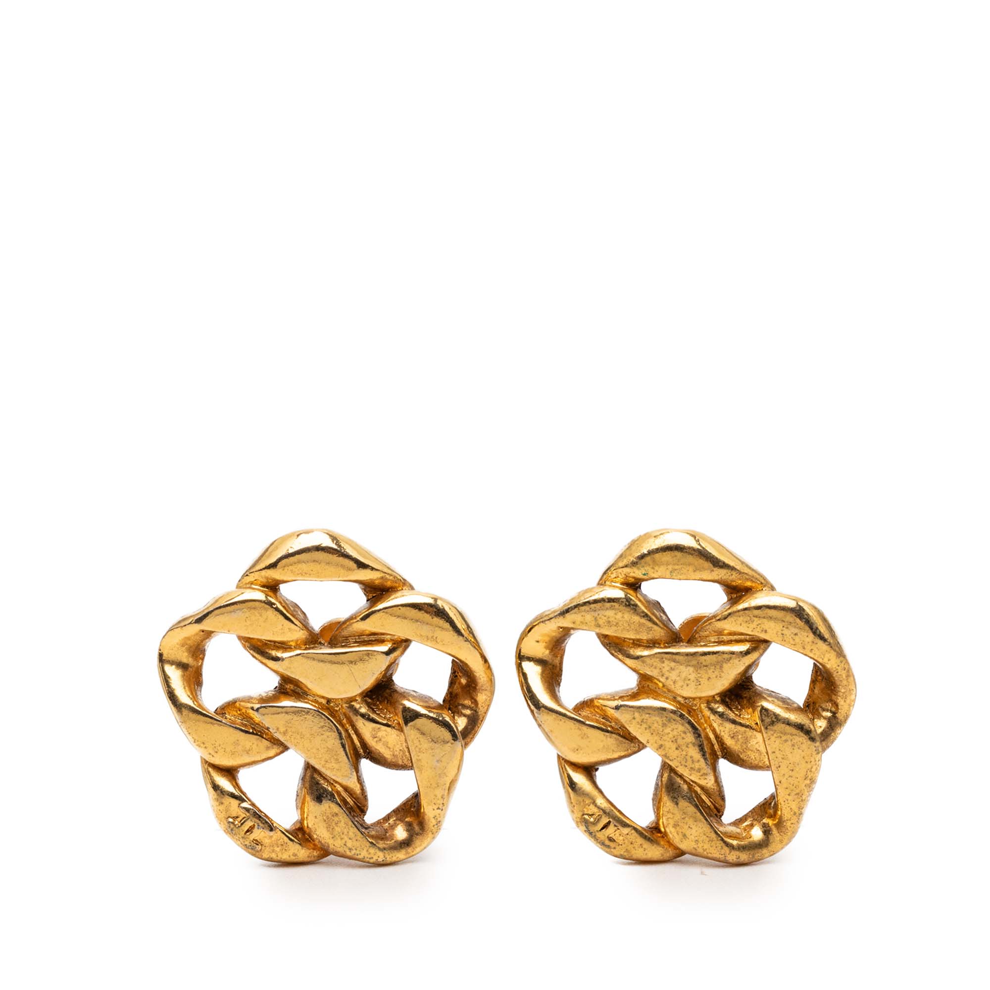 Gold Plated Chain Link Clip On Earrings - Image 1