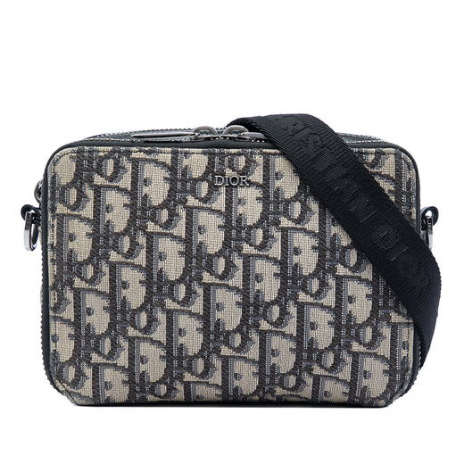 Oblique Canvas Zipped Pouch with Strap - Image 1