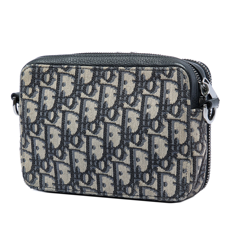 Oblique Canvas Zipped Pouch with Strap - Image 2