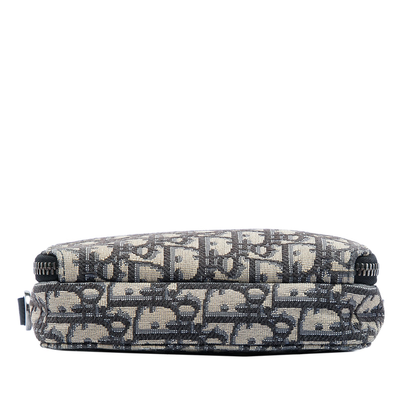 Oblique Canvas Zipped Pouch with Strap - Image 3