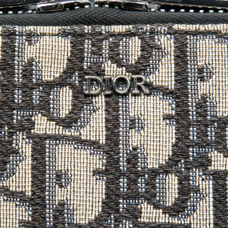 Oblique Canvas Zipped Pouch with Strap - Image 5