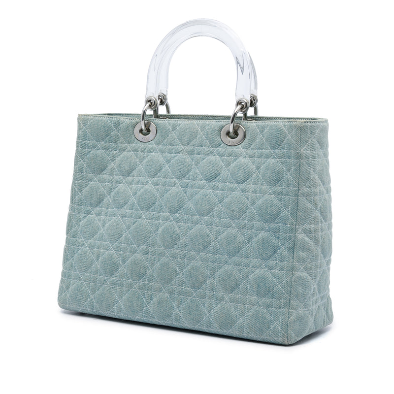 Large Denim Cannage Acrylic Handles Lady Dior - Image 2