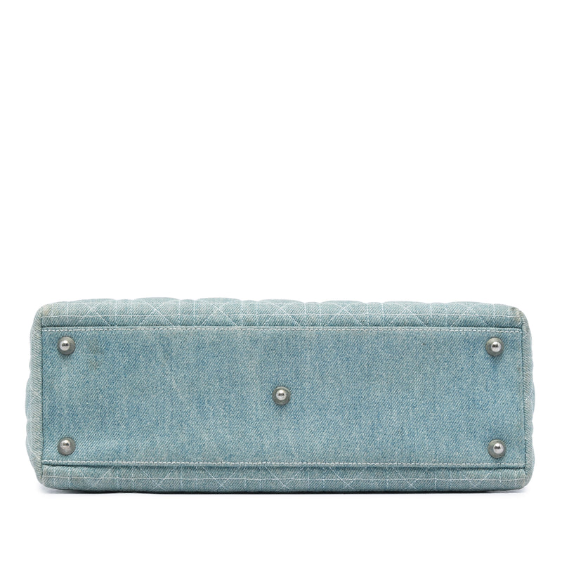 Large Denim Cannage Acrylic Handles Lady Dior - Image 3