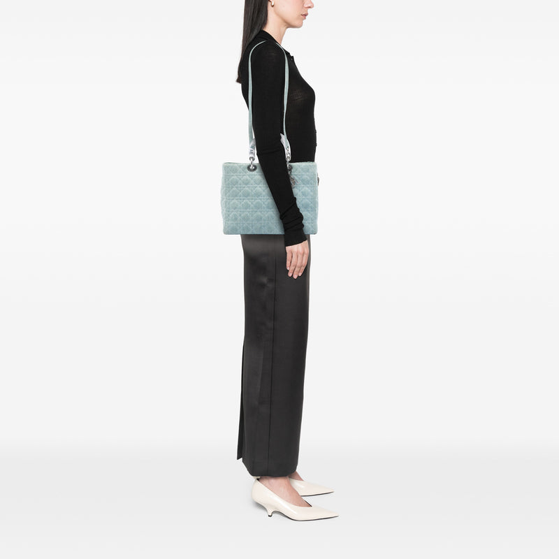 Large Denim Cannage Acrylic Handles Lady Dior - Image 5