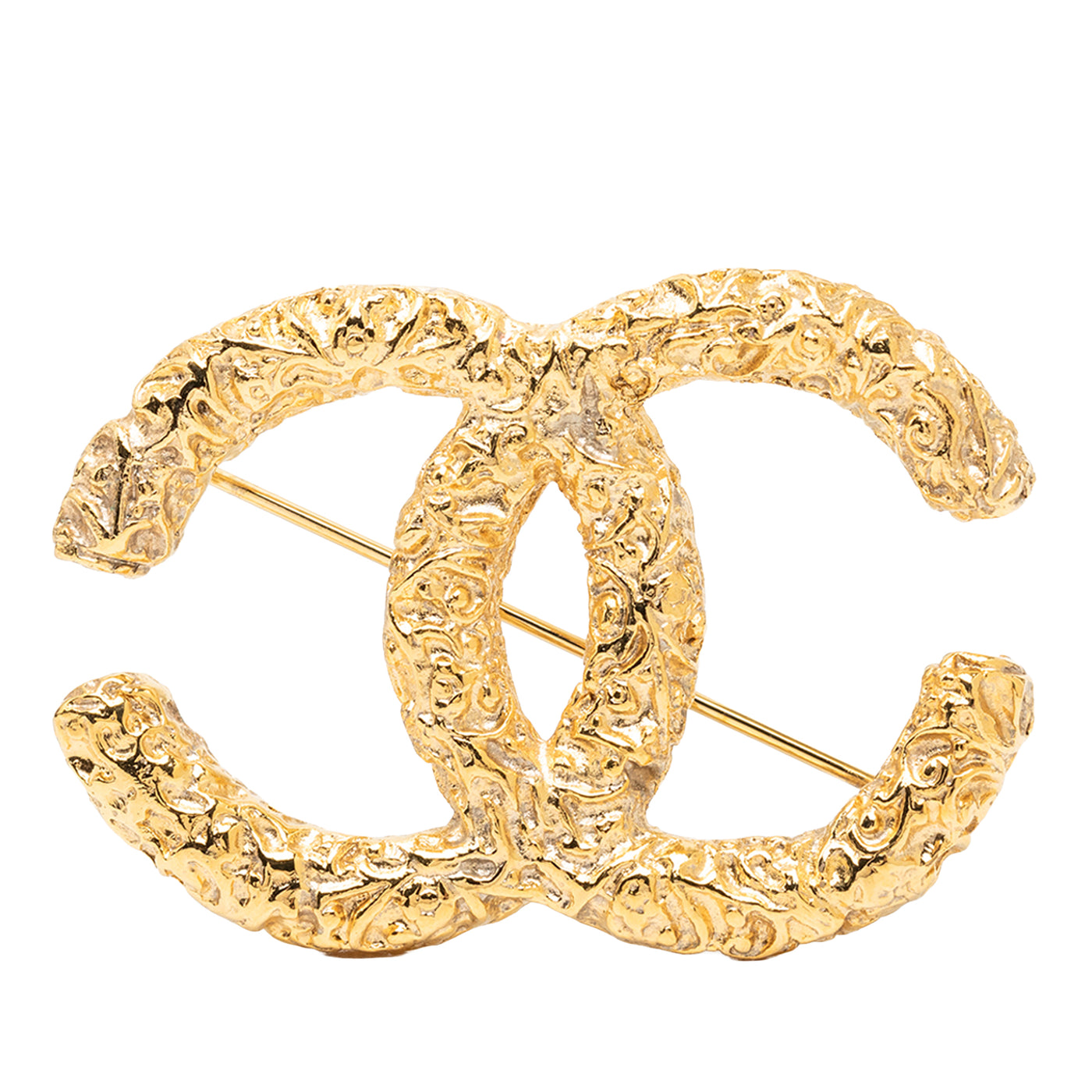 CC Gold Plated Baroque Embossed Brooch - Image 1