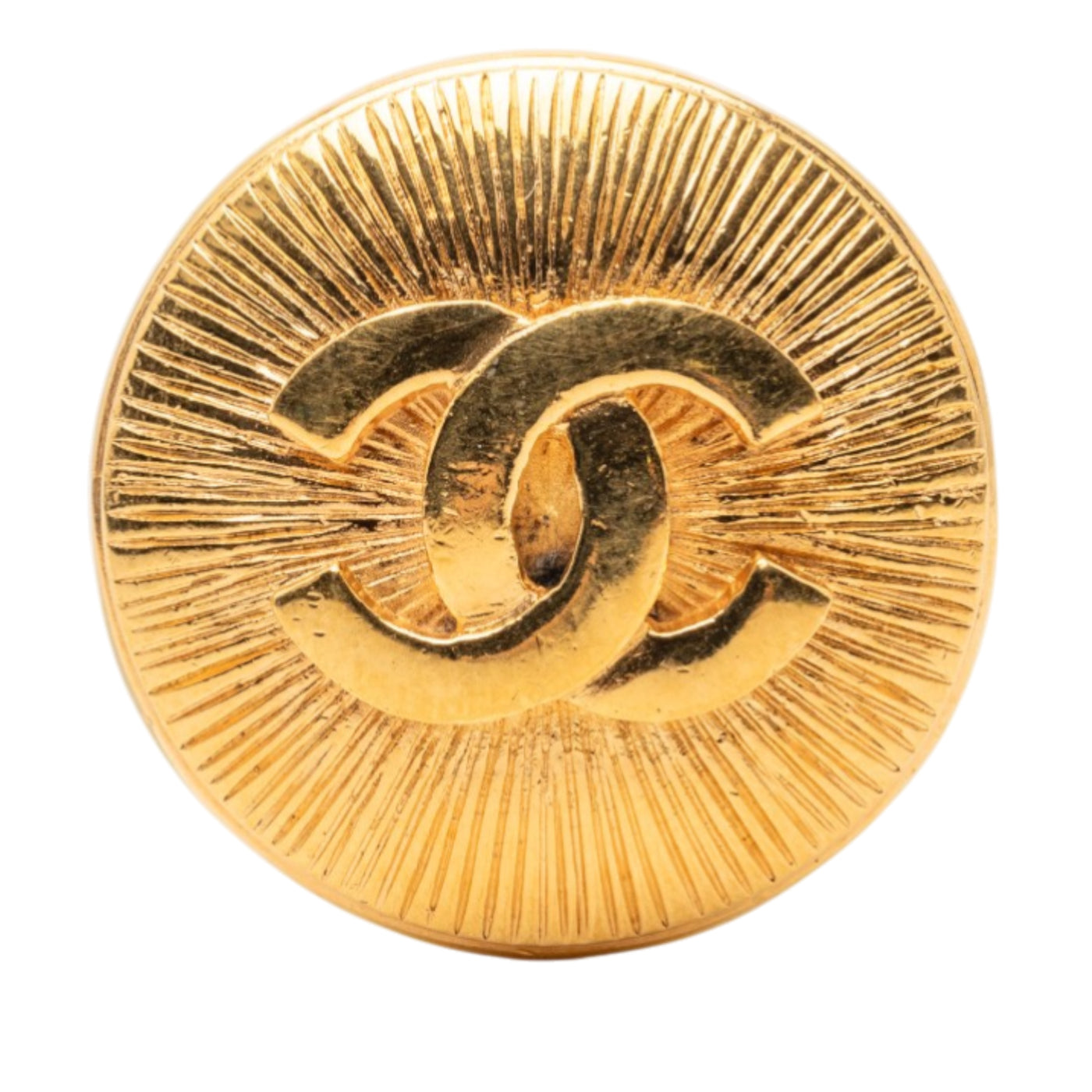 Gold Plated CC Round Brooch - Image 1