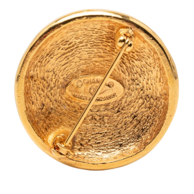 Gold Plated CC Round Brooch - Image 2