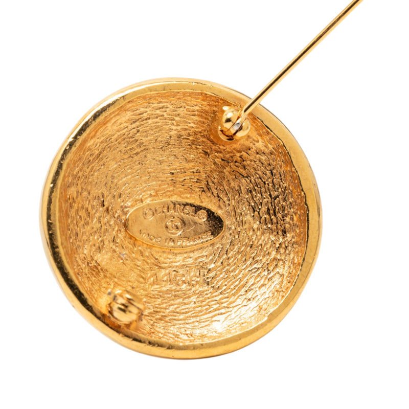 Gold Plated CC Round Brooch - Image 3