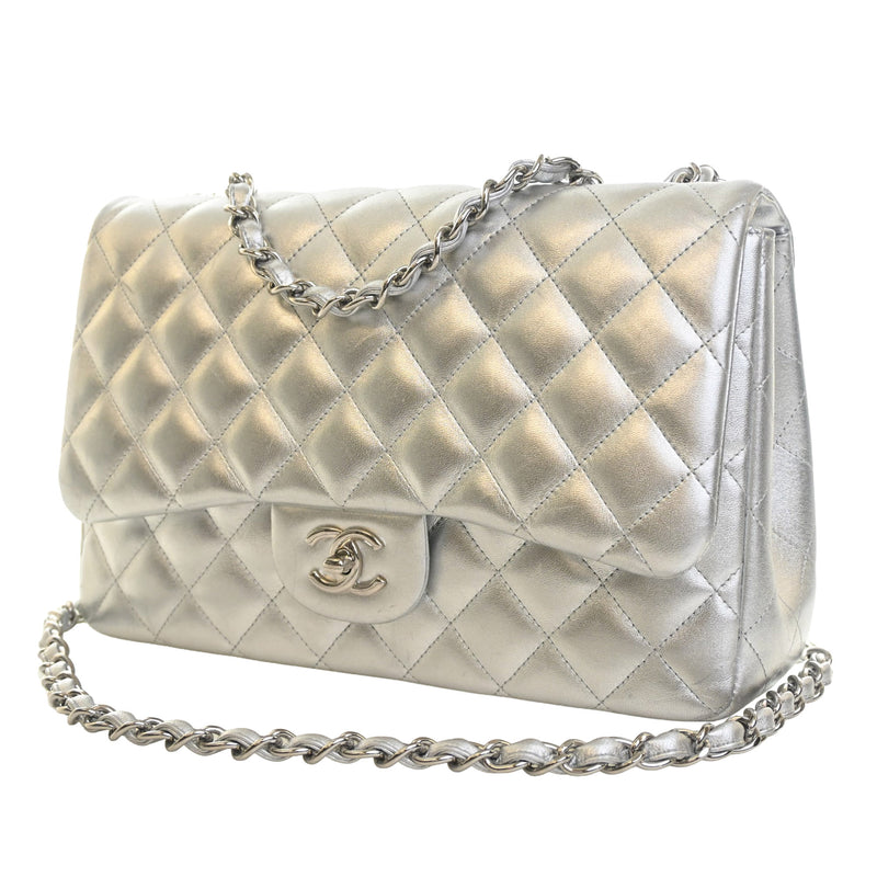 Jumbo Classic Metallic Lambskin Single Flap - Image 10