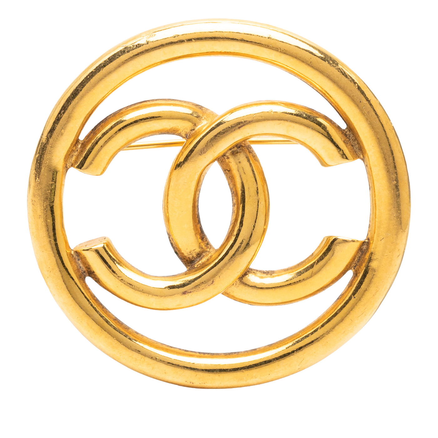 CC Gold Plated Round Brooch - Image 1