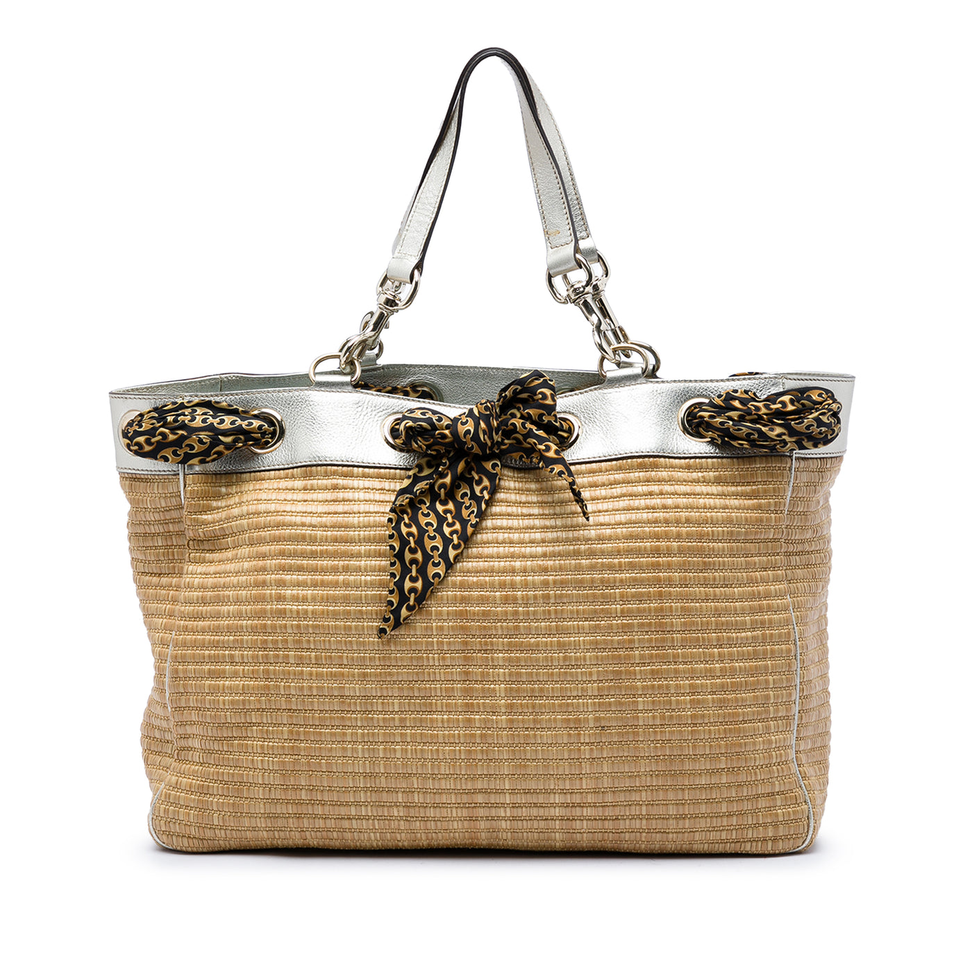 Large Straw Positano Scarf Tote - Image 1