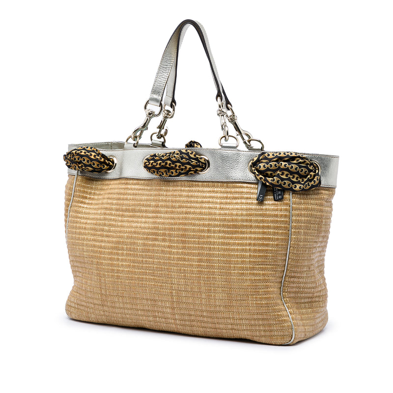 Large Straw Positano Scarf Tote - Image 2