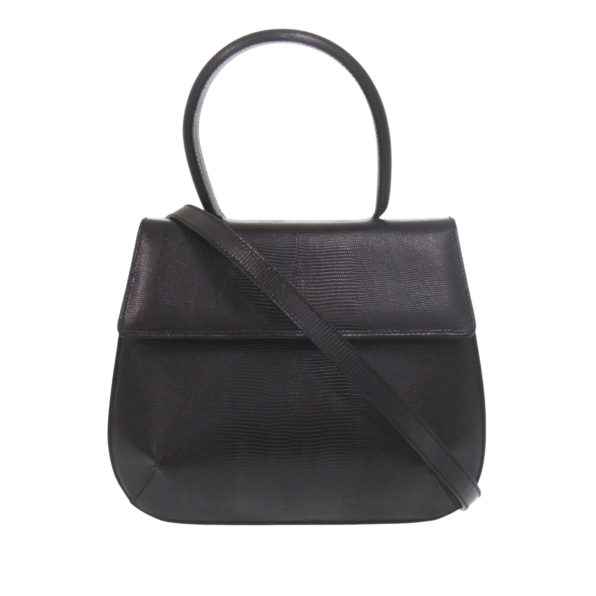 Lizard Embossed Leather Top Handle Bag - Image 1