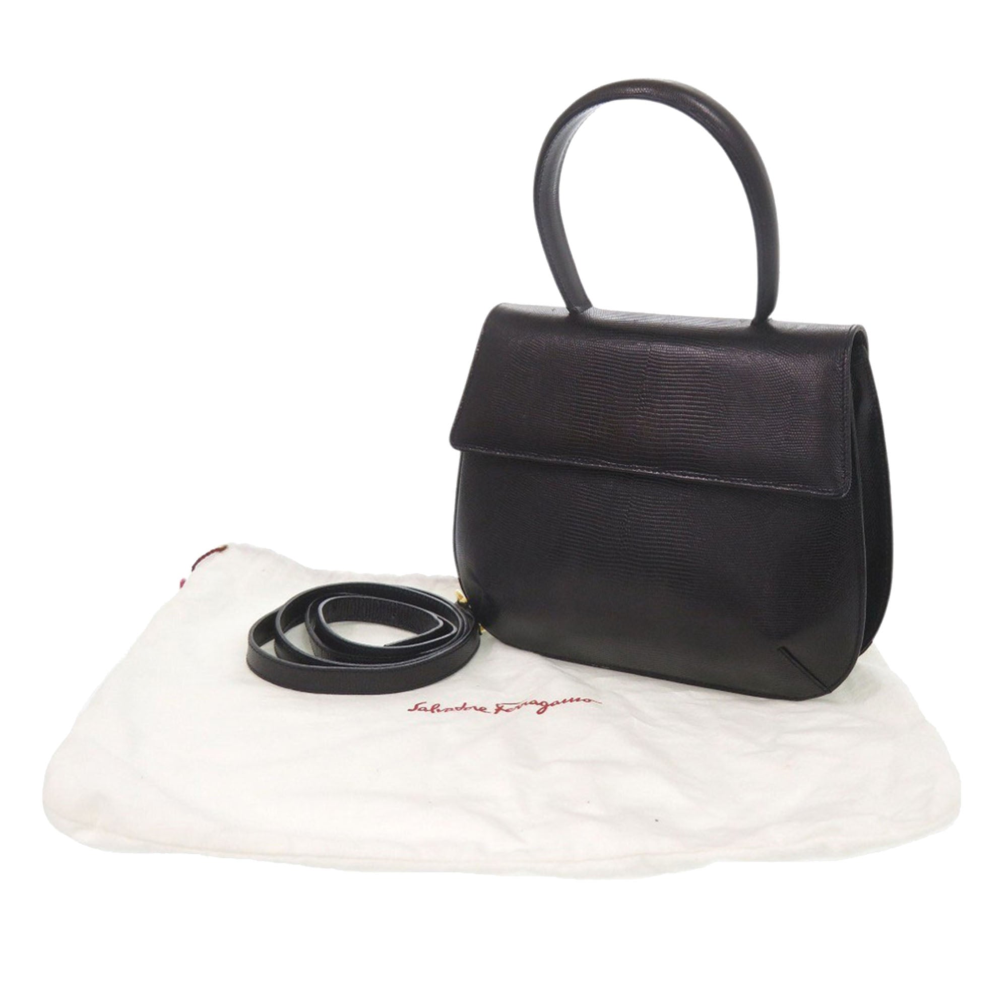 Lizard Embossed Leather Top Handle Bag - Image 14