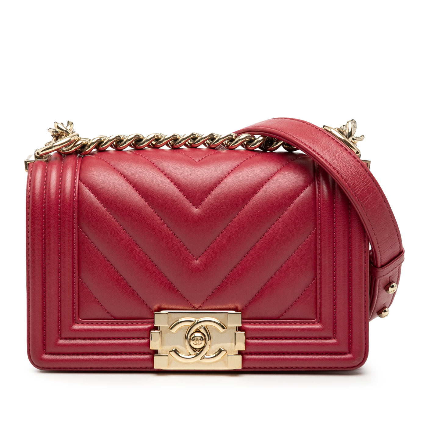 Small Chevron Calfskin Boy Flap - Image 1