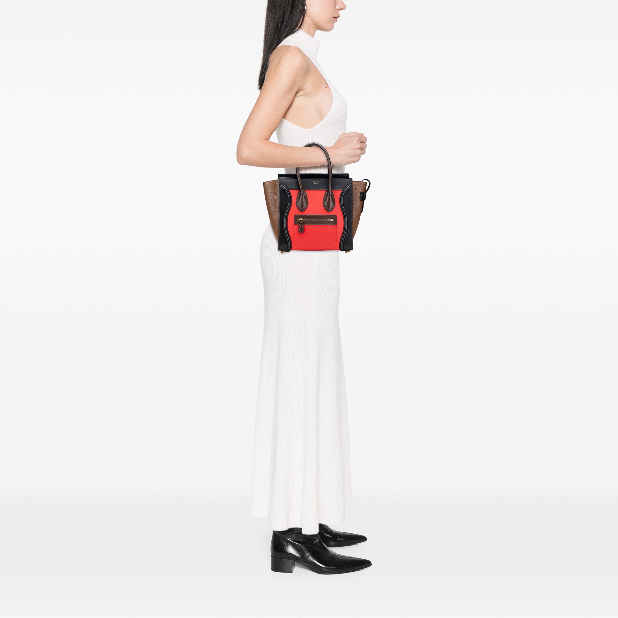 Micro Tricolor Leather Luggage Tote - Image 12