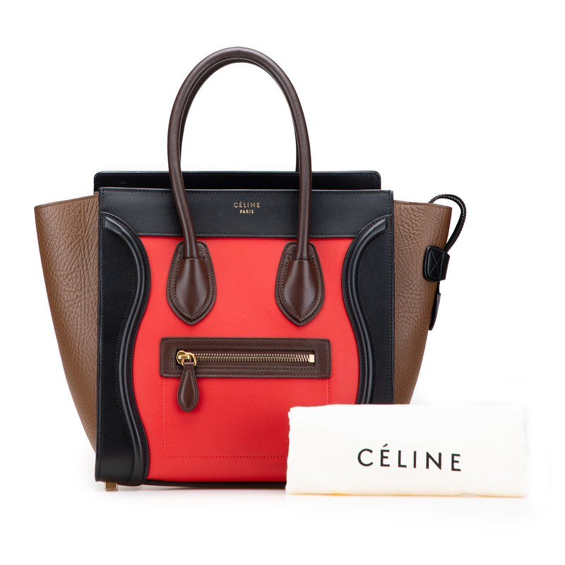 Micro Tricolor Leather Luggage Tote - Image 13