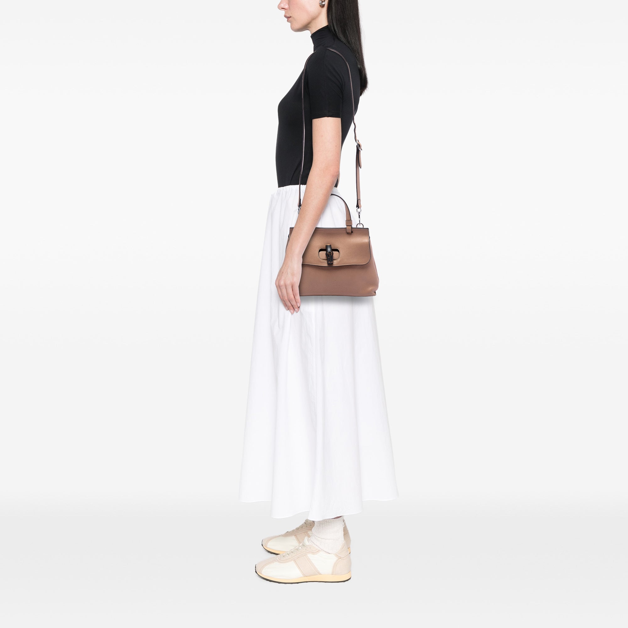Small Calfskin Bamboo Daily Satchel - Image 6