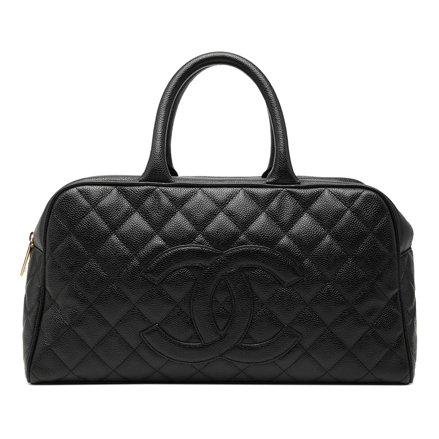 Large CC Quilted Caviar Bowler Bag - Image 1