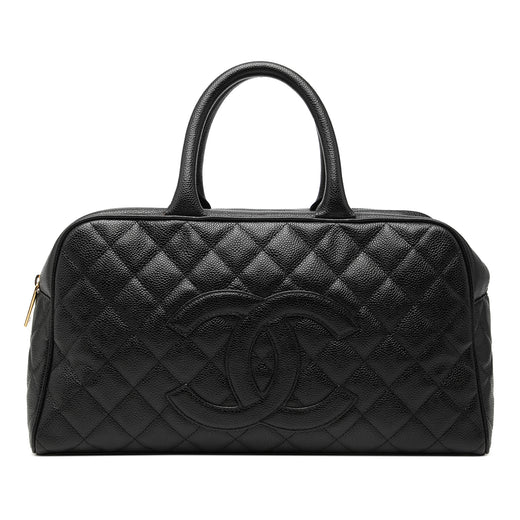 Large CC Quilted Caviar Bowler Bag - Image 1