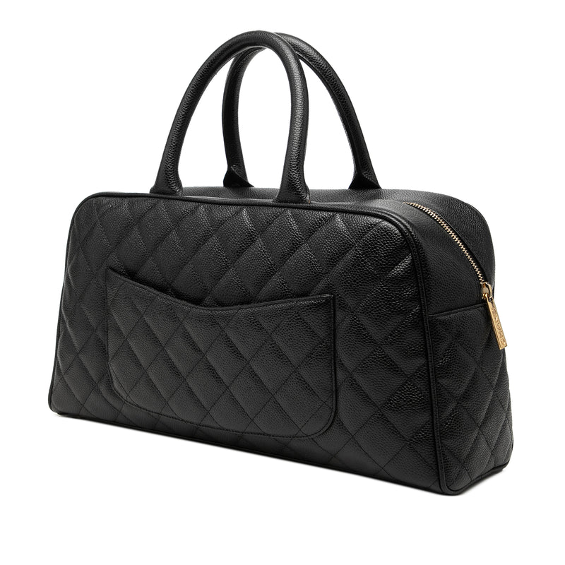Large CC Quilted Caviar Bowler Bag - Image 2