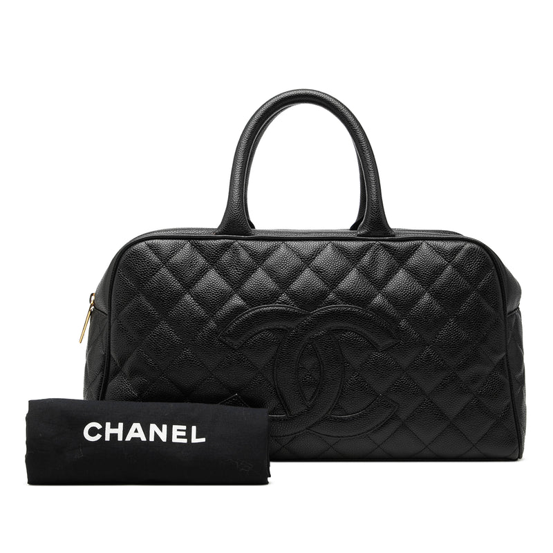 Large CC Quilted Caviar Bowler Bag - Image 7