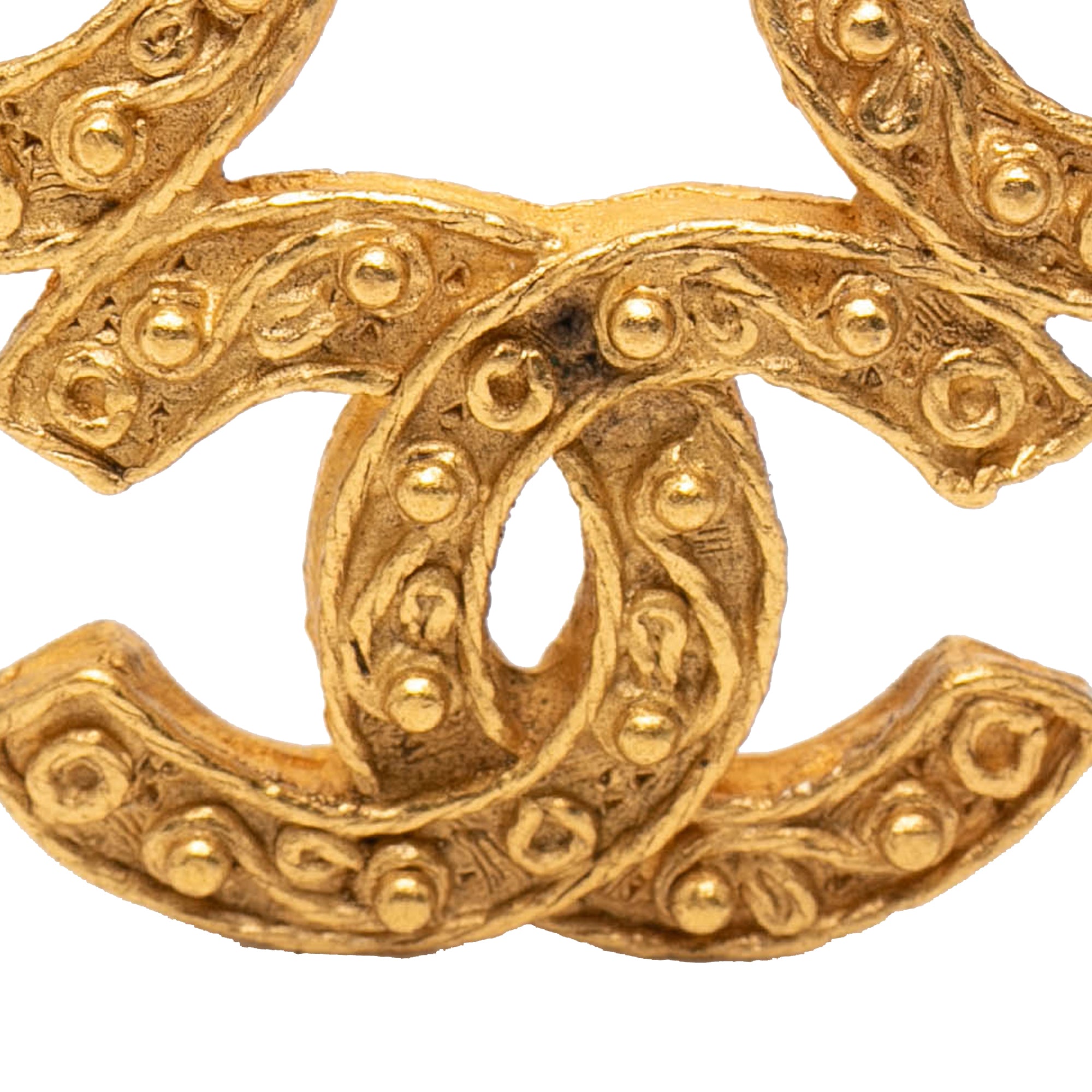 Gold Plated Triple CC Brooch - Image 3