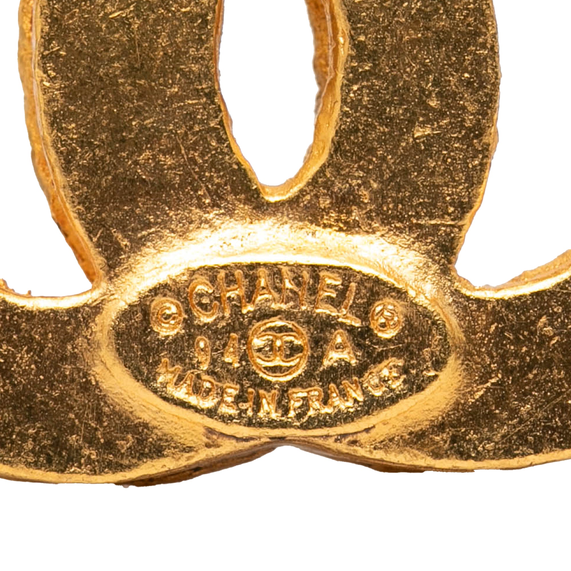 Gold Plated Triple CC Brooch - Image 4