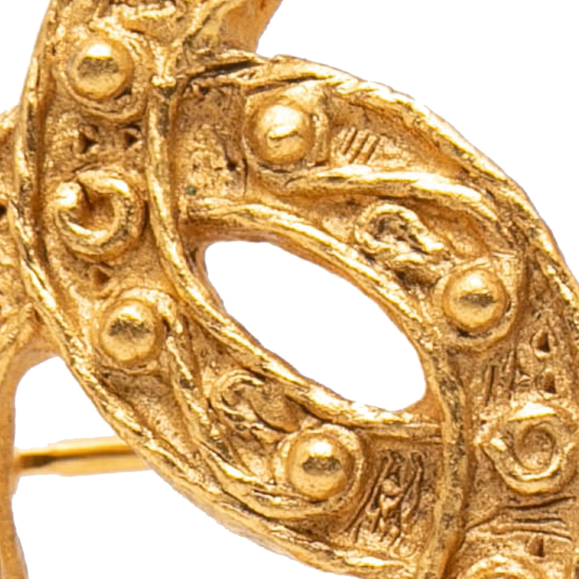 Gold Plated Triple CC Brooch - Image 6