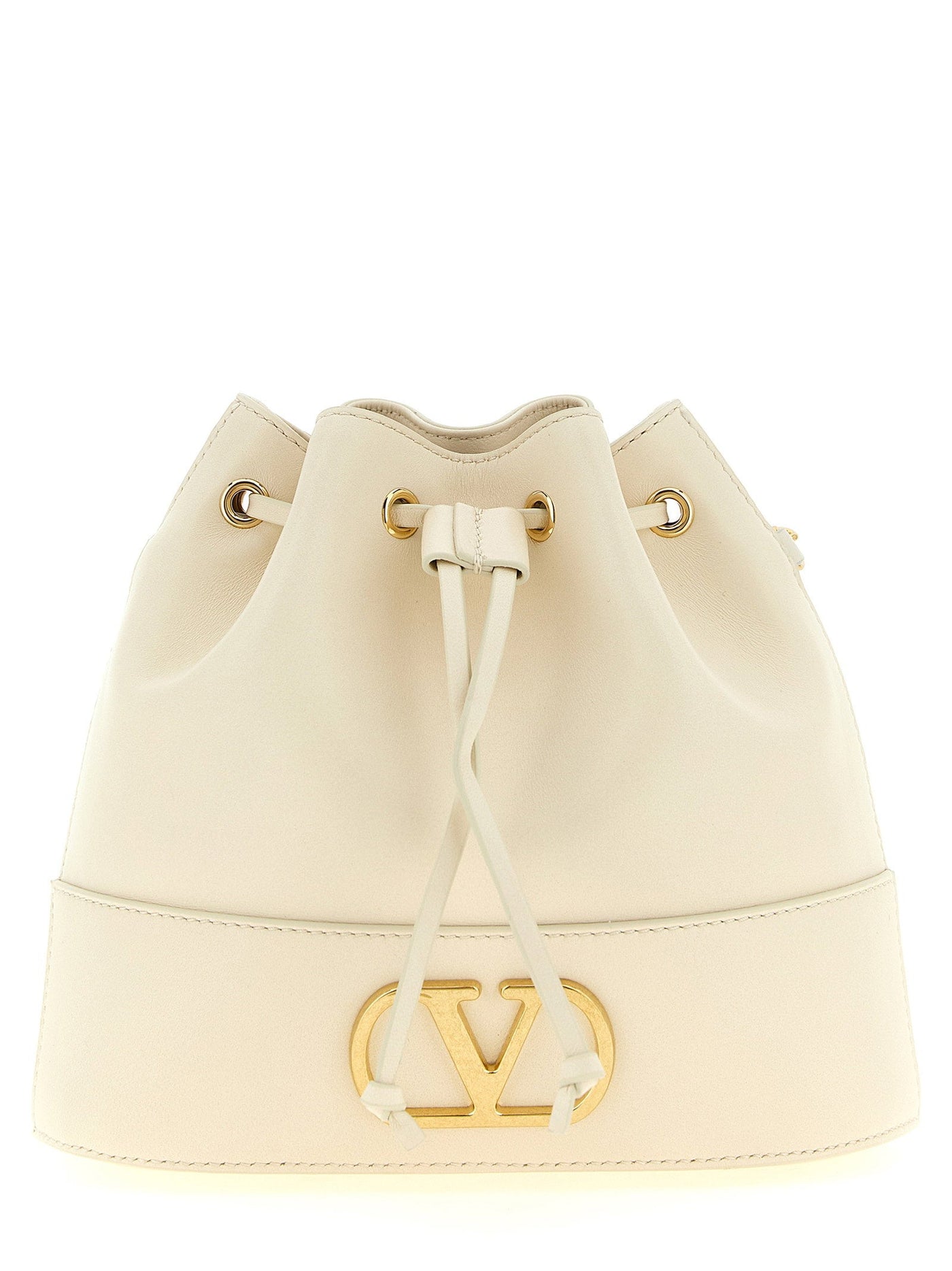 Valentino Garavani Lamb Nappa Leather Bucket Bag — Beige