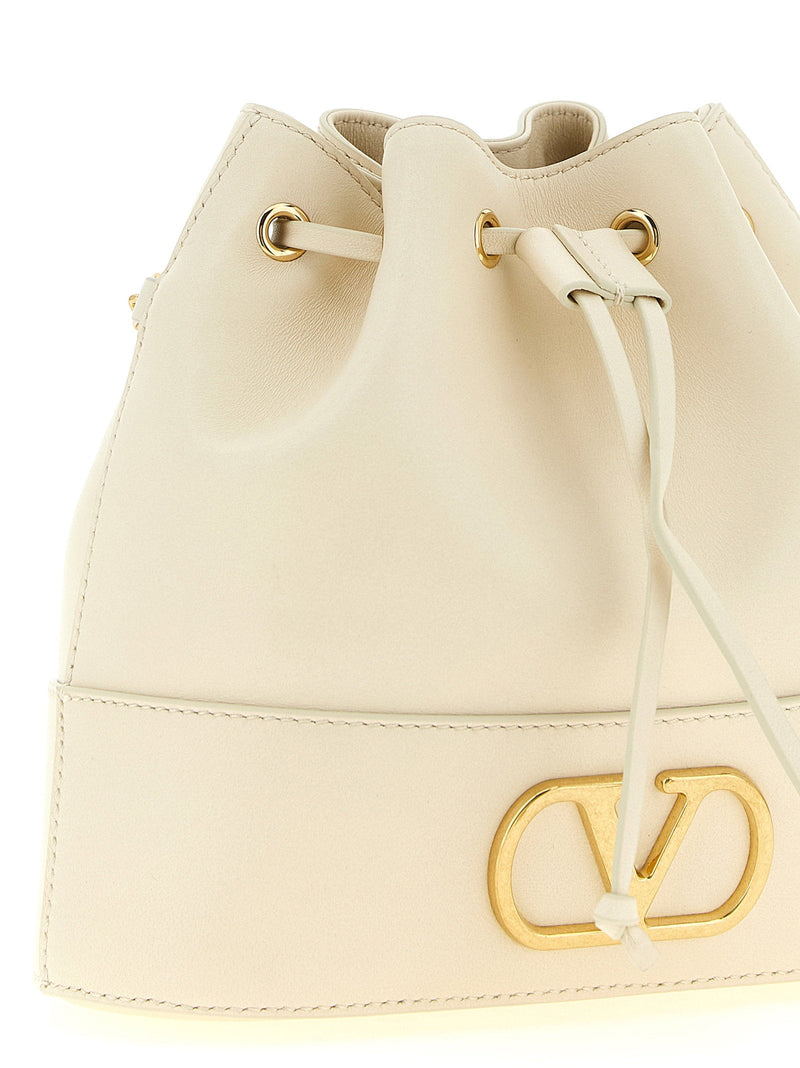 Valentino Garavani Lamb Nappa Leather Bucket Bag — Beige